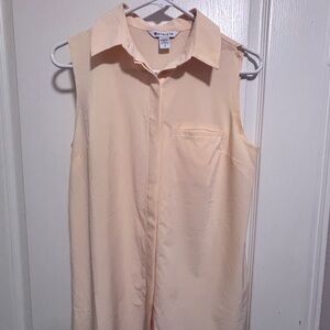 Athleta Urbanite Yellow Sleeveless Button-Down Shirt Small Petites